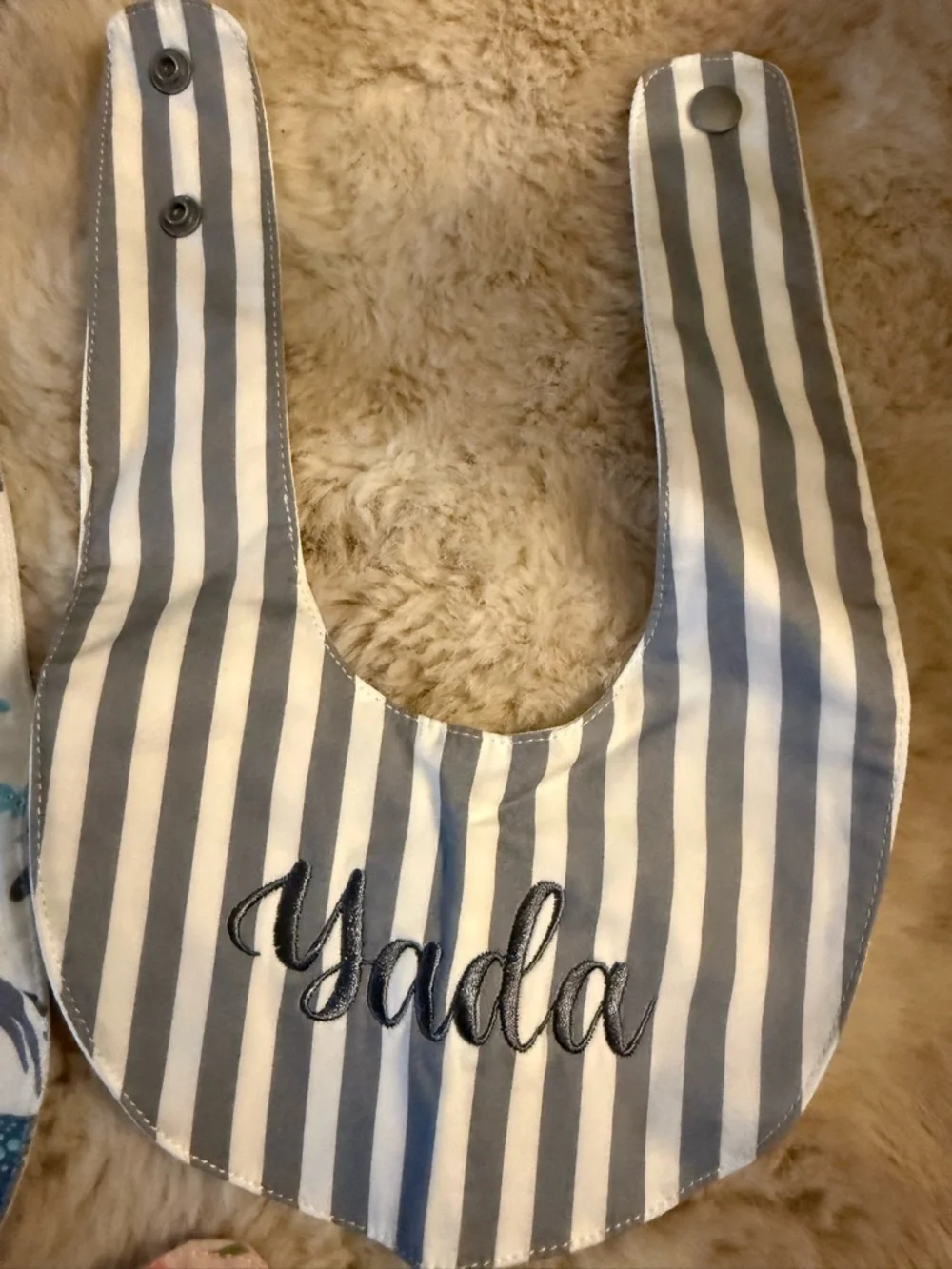 Personalized Kids Bib - Assorted Pink, Blue, White & Gray